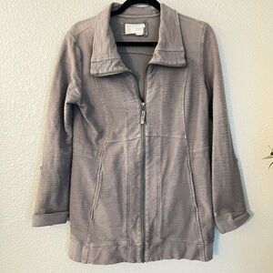 Anthropologie Saturday Sunday Quinn Full Zip Jacket in Gray Size Med Tie Back